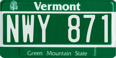VT license plate NWY871