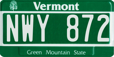 VT license plate NWY872