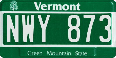 VT license plate NWY873