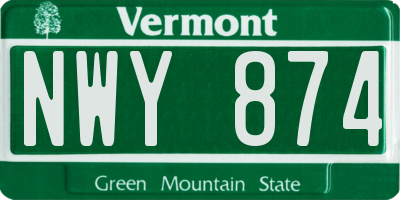 VT license plate NWY874