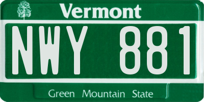 VT license plate NWY881