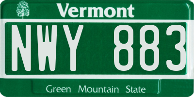 VT license plate NWY883