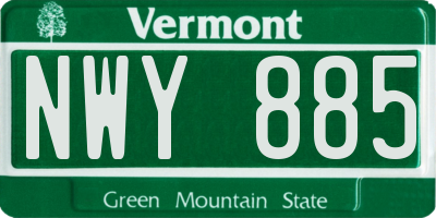 VT license plate NWY885