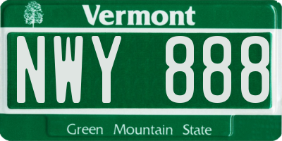 VT license plate NWY888