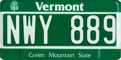 VT license plate NWY889