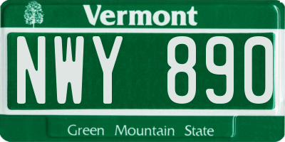 VT license plate NWY890