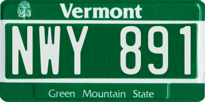 VT license plate NWY891