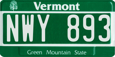 VT license plate NWY893