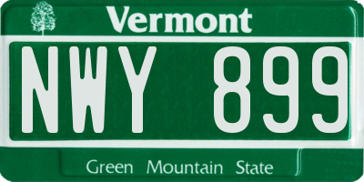 VT license plate NWY899