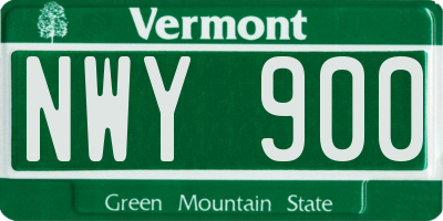 VT license plate NWY900