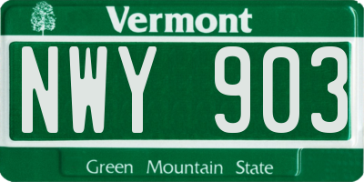 VT license plate NWY903