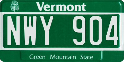 VT license plate NWY904