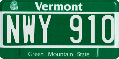 VT license plate NWY910