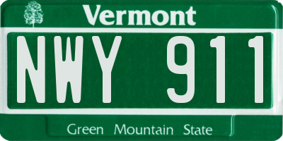 VT license plate NWY911