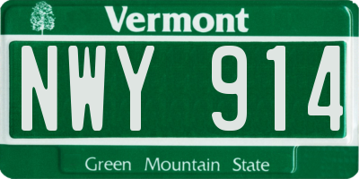 VT license plate NWY914