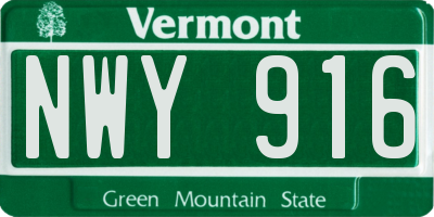 VT license plate NWY916