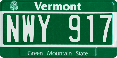 VT license plate NWY917