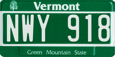 VT license plate NWY918