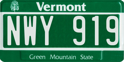 VT license plate NWY919
