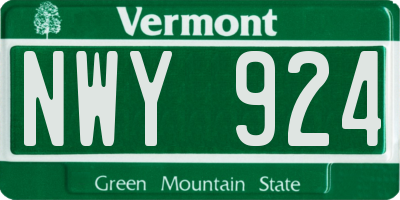 VT license plate NWY924