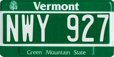 VT license plate NWY927
