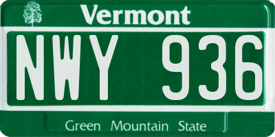 VT license plate NWY936