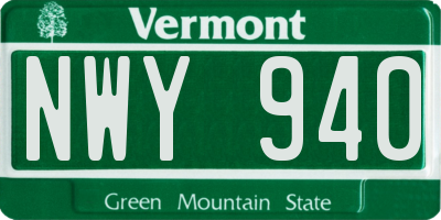VT license plate NWY940
