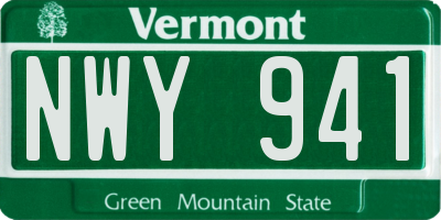 VT license plate NWY941
