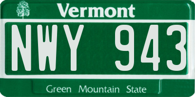 VT license plate NWY943