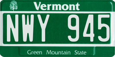 VT license plate NWY945