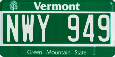 VT license plate NWY949