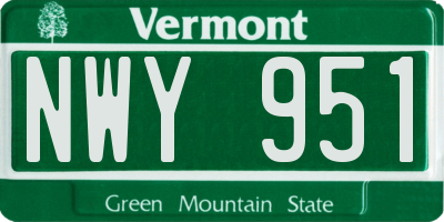 VT license plate NWY951