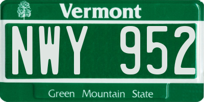 VT license plate NWY952