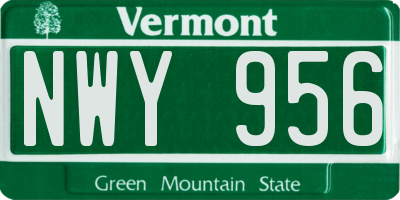 VT license plate NWY956