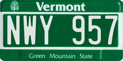 VT license plate NWY957