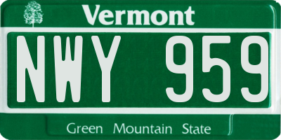 VT license plate NWY959