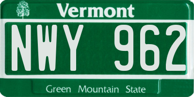 VT license plate NWY962