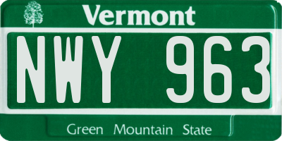 VT license plate NWY963