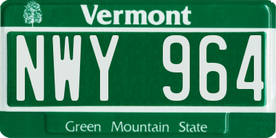 VT license plate NWY964