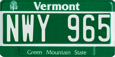 VT license plate NWY965