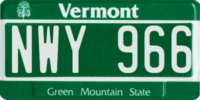 VT license plate NWY966