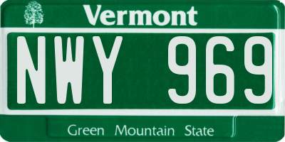 VT license plate NWY969