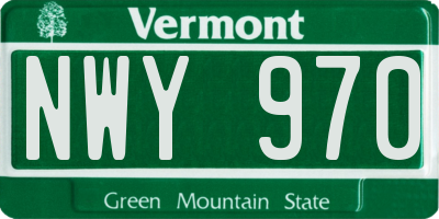 VT license plate NWY970