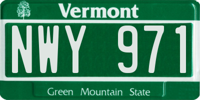 VT license plate NWY971