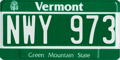 VT license plate NWY973