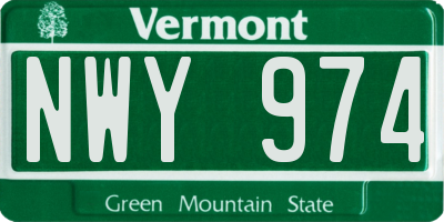 VT license plate NWY974
