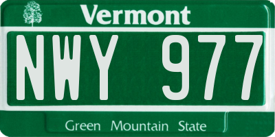 VT license plate NWY977