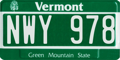 VT license plate NWY978