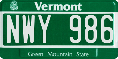 VT license plate NWY986