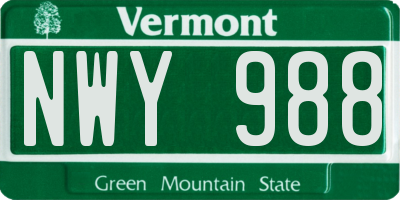 VT license plate NWY988